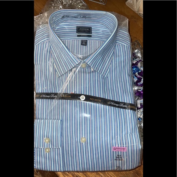 Arrow 1851 Fitted Heritage Poplin Size 16-1/2 34/35. 100% cotton No Iron Shirt - Picture 1 of 11